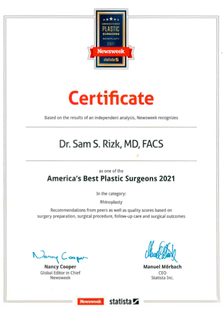 Certificate Rhinoplasty- Dr. Samieh Rizk 2021