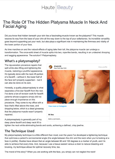 Haute Beauty - The Role Of The Hidden Platysma Muscle In Neck And Facial Aging