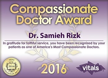 Compassionate Doctor Award - Dr. Samieh Rizk, 2016 - Vitals