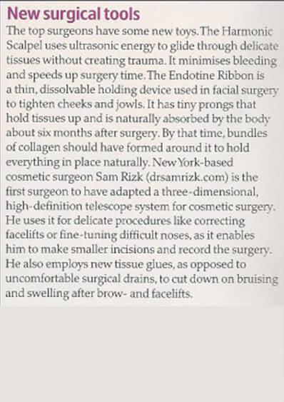Tatler April 2009 - New Surgical Tools by Dr. Rizk for Rhinoplasty and Facelifts - cover