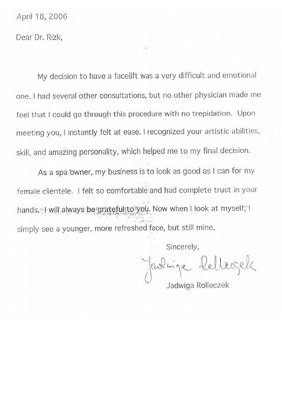 written testimonial #3943