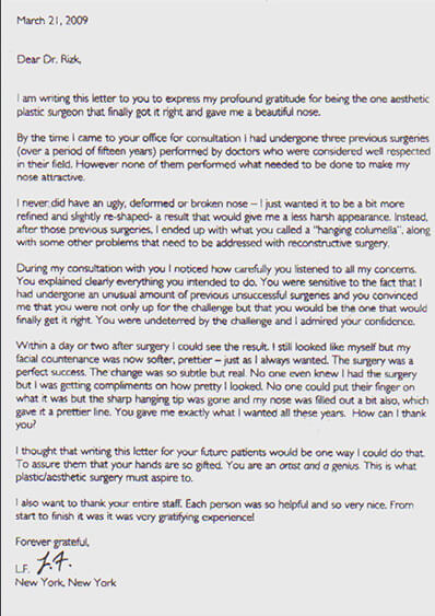 written testimonial #3919