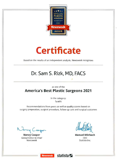 Certificate Facelift - Dr. Samieh Rizk 202
