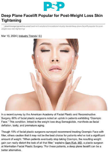 Deep Plane Facelift Popular for Post-Weight Loss Skin Tightening