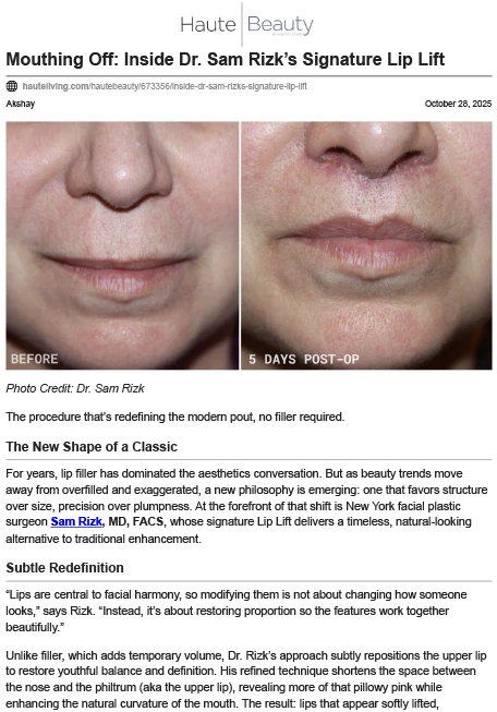 Mouthing Off: Inside Dr. Sam Rizk’s Signature Lip Lift