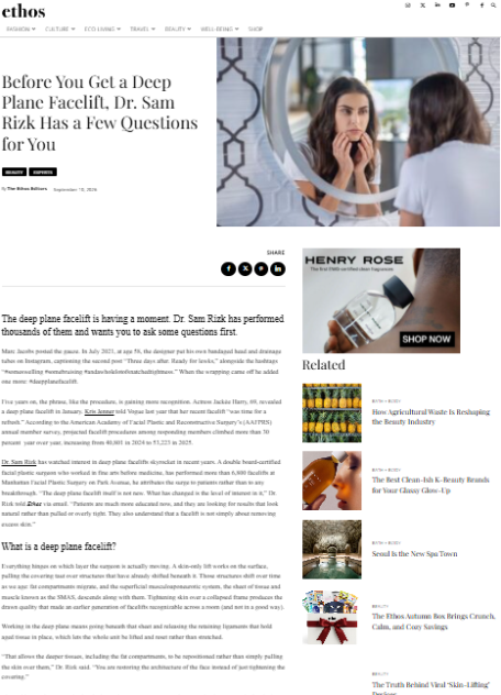 Ethos - Before You Get a Deep Plane Facelift, Dr. Sam Rizk Has a Few Questions for You